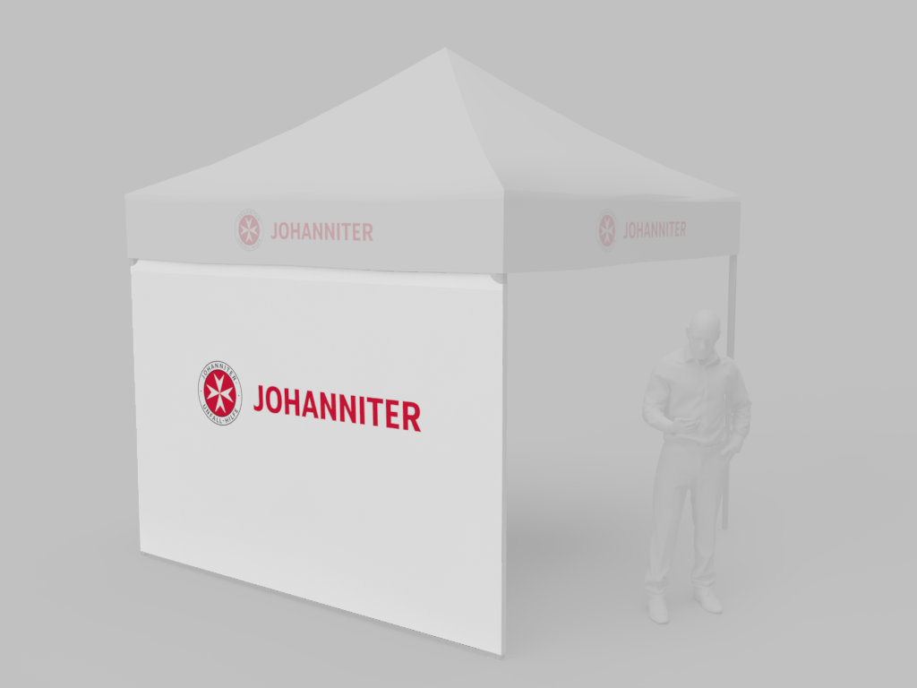 Johanniterzelt_eine_wand_mit Rück- oder Seitenwand für Faltzelt 3x3m "Jugend"/"JUH"