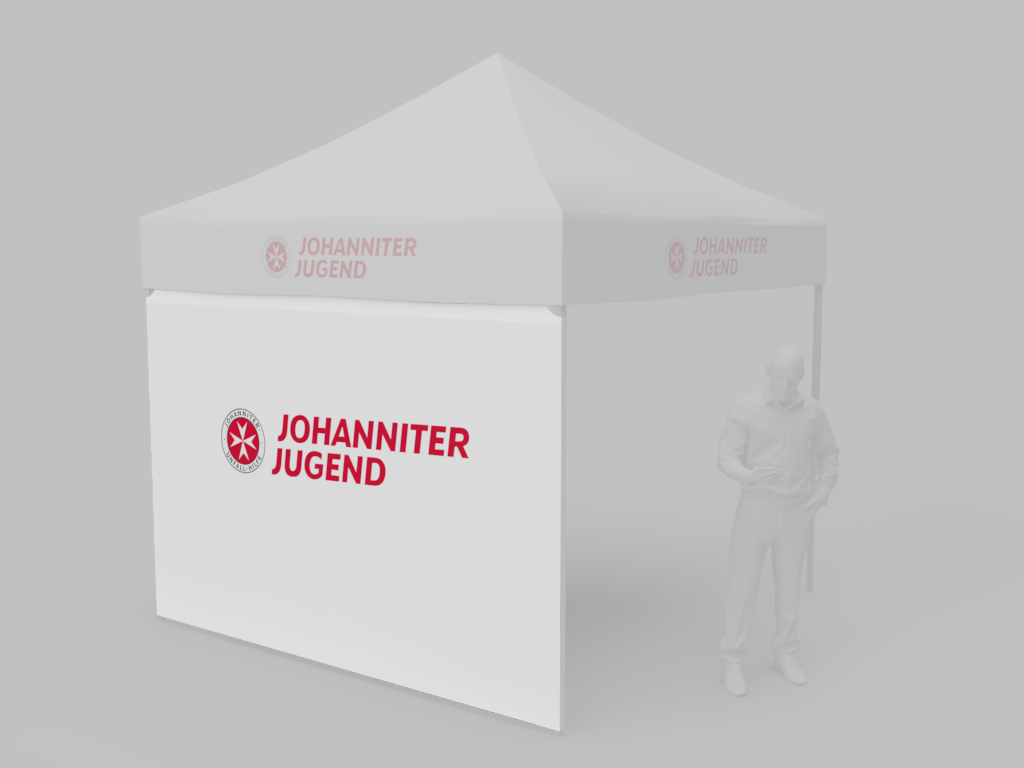 Johanniterzelt_Jugend_eine_wand_mit Rück- oder Seitenwand für Faltzelt 3x3m "Jugend"/"JUH"